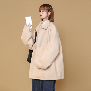 N2070/P75加棉P85秋冬毛呢夹克男女中性风宽松大码呢子外套夹克图片