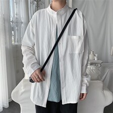 C1061/P28秋装新款男士纯色长袖立领衬衣男士韩版潮流大码衬衫男，男装衬衫，电商A141