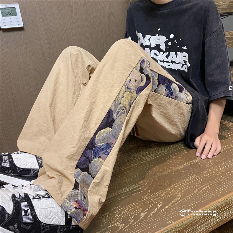 2023夏季新款潮风小熊刺绣宽松休闲裤B315-K23381-特p25控48,男装休闲裤,电商B315