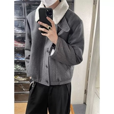 潮流混纺前纤丝套羊羔绒棉服ins文艺慵懒时尚保暖外套棉服简约搭，男装棉衣，星座302B