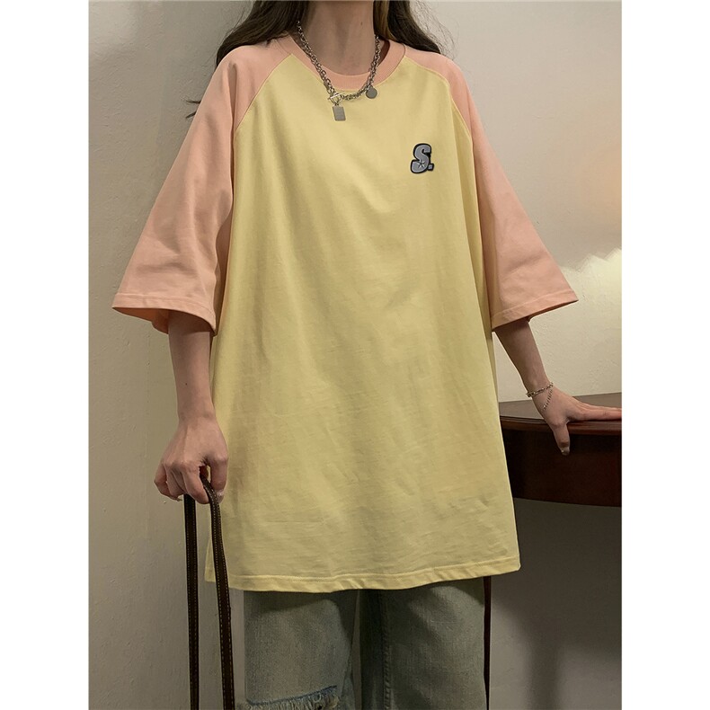 1中性风插肩袖S立体贴标T恤女大码SM-5XL短袖T恤男DT8777P28控49,男装T恤,星座226-2