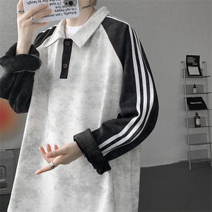 WY10162-特P45 控88 撞色拼接大码百搭宽松卫衣男图片