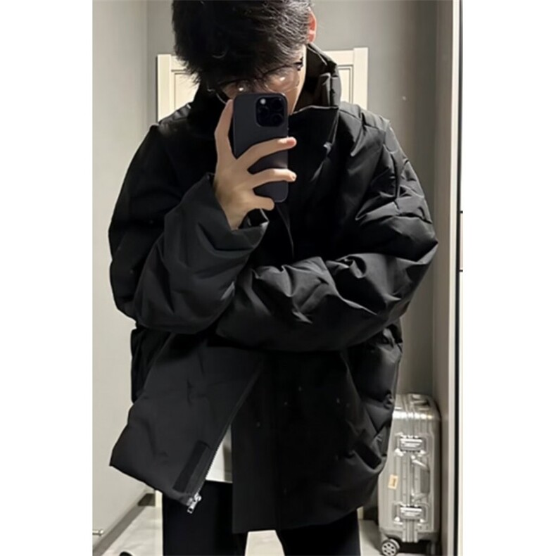 菱形格羽绒棉服男款轻薄美式面包服高街立领外套MC335,男装棉衣,星座1116A（原606A-3）