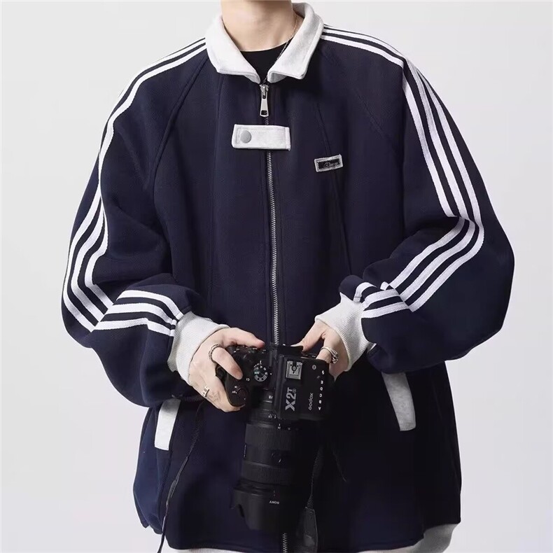 JK22-P48气质开衫百搭文艺潮流新款美式拼接痞帅外套,女装短外套,电商B323A