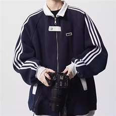 JK22-P48气质开衫百搭文艺潮流新款美式拼接痞帅外套，女装短外套，电商B323A