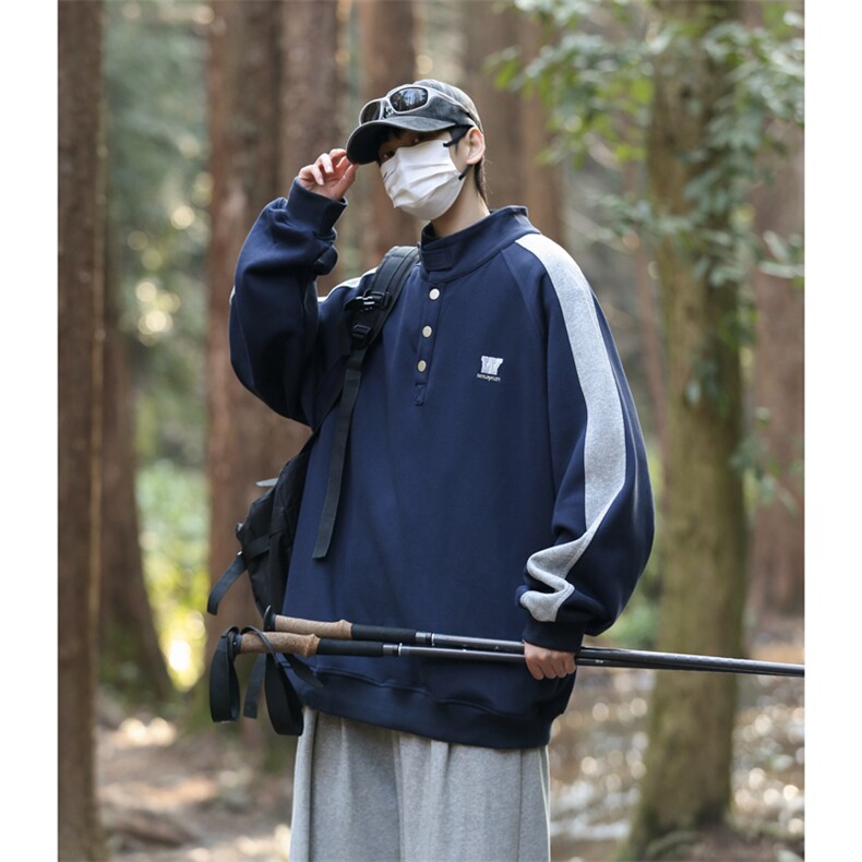 卫衣男韩版潮流拼色字母高领2024冬季新款ins宽松外套WB025-P45,男装卫衣,星座412-2