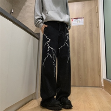XZ-221-1/K6200/P55控78高品质复古刺绣电纹宽松百搭直筒牛仔裤，男装牛仔裤，星座221-1