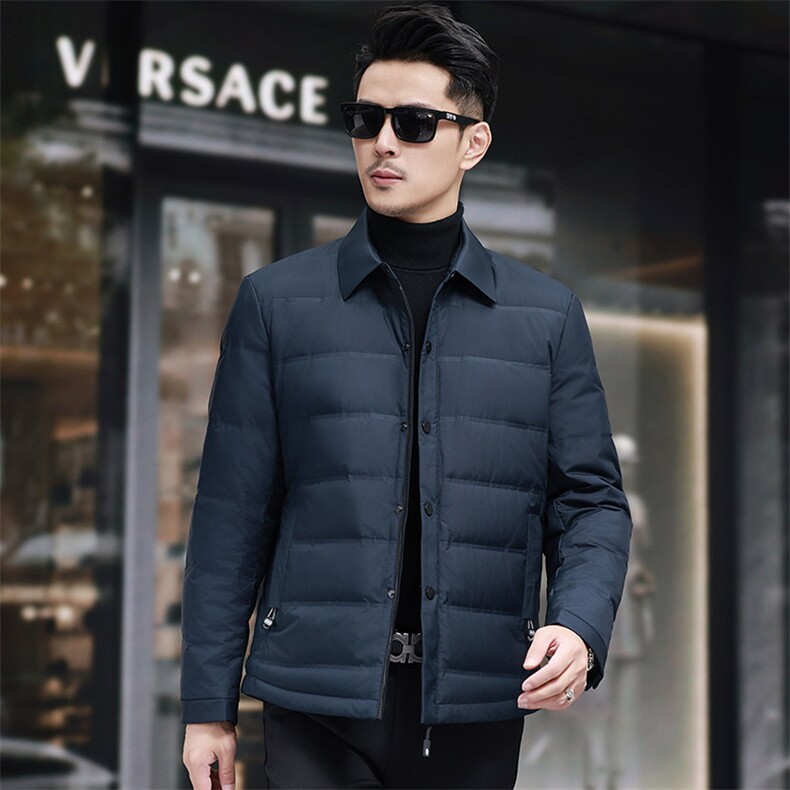 衬衣领男士羽绒服休闲外套基础主推,男装衬衫,钱塘207-1