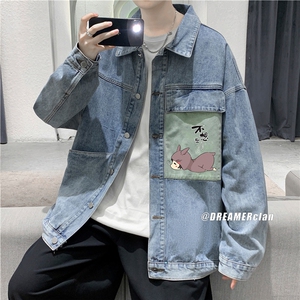 jk673-p75-限价98 现货破洞港风大码肥仔牛仔外套ins宽松夹克图片