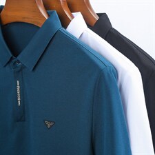 短袖t恤男纯色冰丝2023夏季新品休闲翻领polo衫中年爸爸装上衣，男装T恤，电商B212（原钱塘6029）