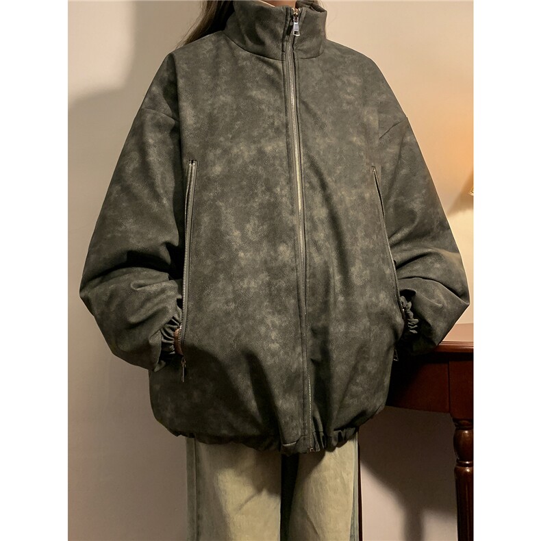 中性PU皮复古做旧双侧金属拉链夹克式加棉棉衣男MY77092P130控198，男装夹克，星座227-7