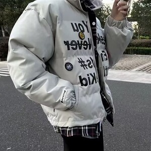 复古假两件撞色棉衣开衫外衣男女嘻哈宽松情侣棉衣外套MY6625