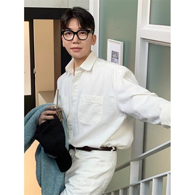 亚麻长袖衬衫男夏季薄款浅蓝色衬衣韩系高级感防晒外套C48,男装防晒衣,星座1116A（原606A-3）