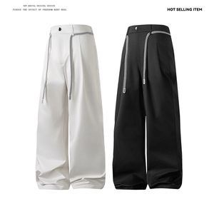 25新款高级感抽绳潮流复古纯色宽松百搭休闲长裤504-K245-P45控68图片