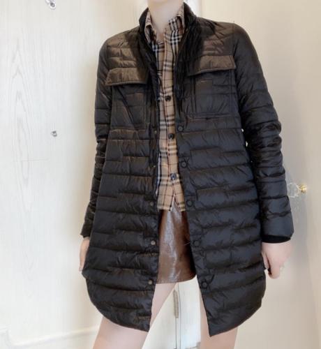 DG829拼接格子中长款百分百羽绒外套,女装,L·H·X