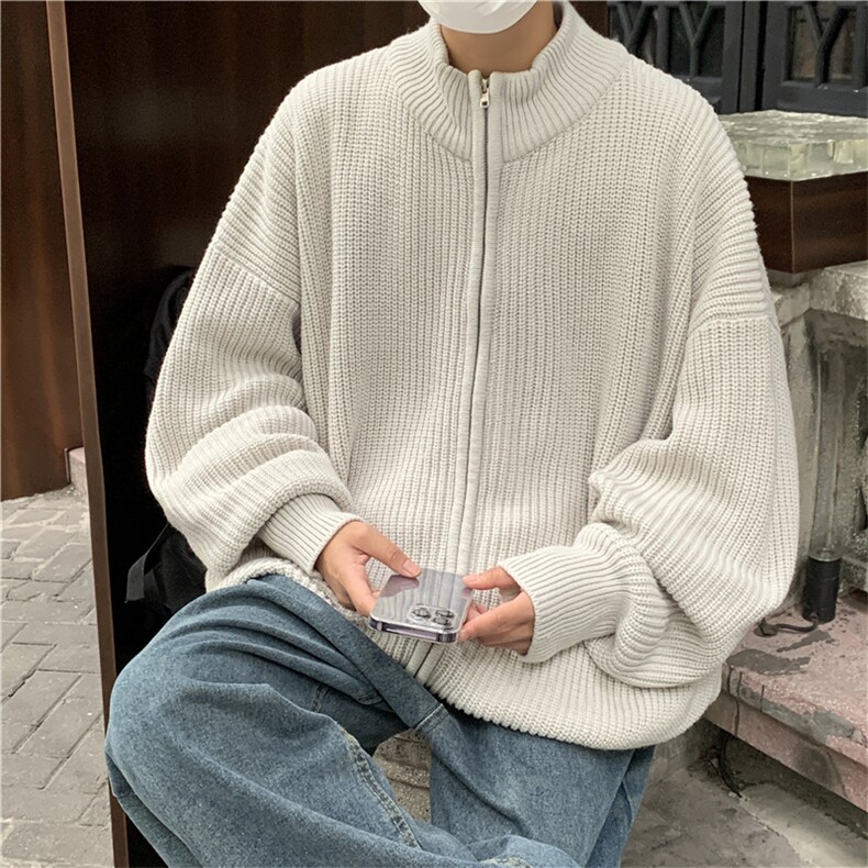 日系潮牌ins开衫毛衣男秋季美式高街宽松立领针织外套W6267-P42,男装夹克,星座512-2