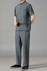 风唐装中式汉服速干短袖中老年人夏季薄款衬衫短袖SH235-P48图片