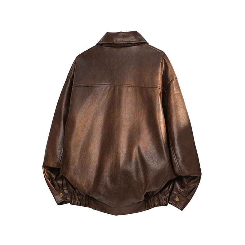 美式高阶保暖休闲翻领机车型男皮夹克情侣外套潮PY1022TP85,男装夹克,电商A247