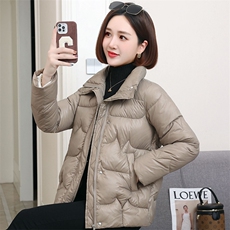 羽绒棉服女短款2025冬季新款时尚立领棉衣小个子宽松加厚棉袄外套，女装棉衣/棉服，木橙西子