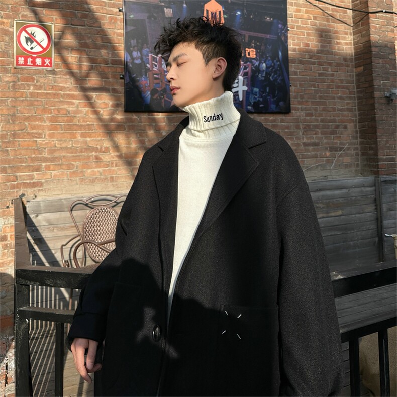 加绒加厚毛呢大衣西装外套潮504-F61-P75控118（加绒P85控128）,男装毛呢大衣,星座504