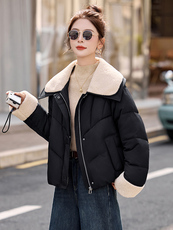 2025年冬季韩版宽松设计感毛毛翻领加厚羽绒服女高端保暖洋气，女装羽绒服，衣之秀