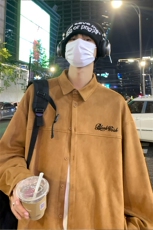 港风春季新款时尚麂皮绒ins宽松翻领衬衫外套S72P45控68，男装衬衫，电商A247