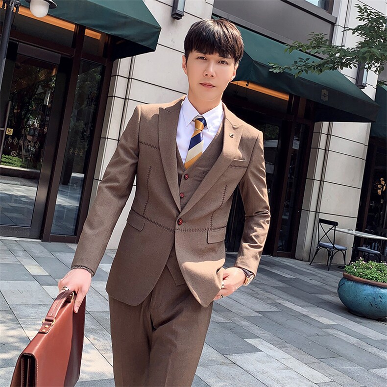 秋冬韩模西服套装男三件套青年韩版修身西装A470-TZ12,男装西服套装,电商A207