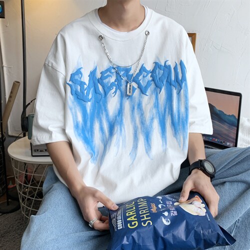 潮设计感短袖男夏季潮牌ins美式情侣休闲半袖上衣T1077-P30，男装T恤，星座512-2