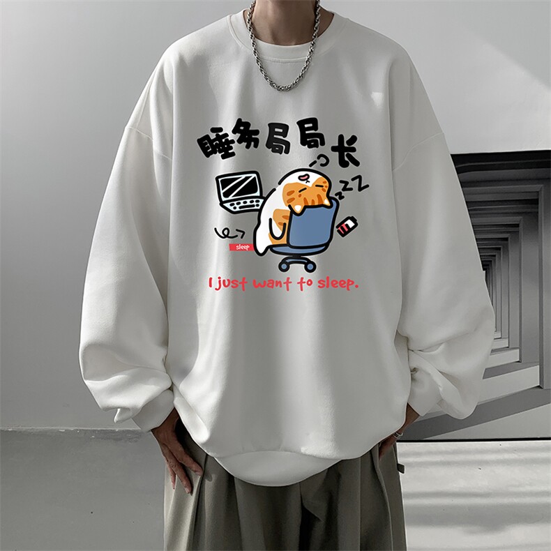 麂皮绒卫衣男大码重磅长袖t恤男JW81447-P35加绒款P45,男装T恤,电商A040