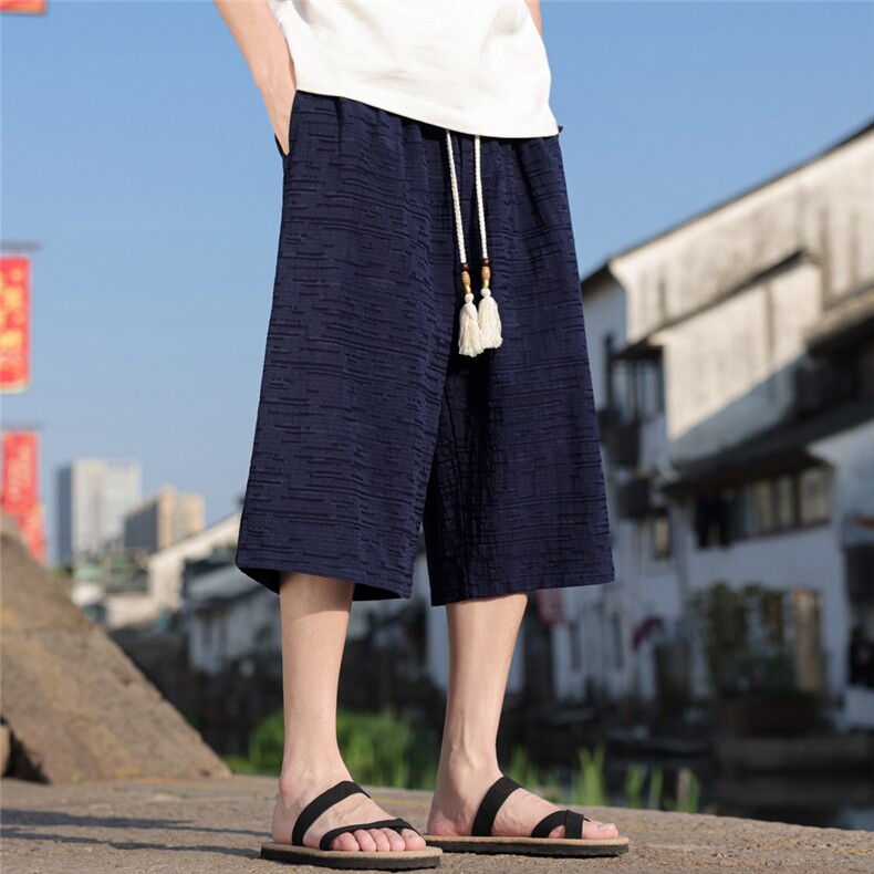 夏季风男装棉麻七分裤直筒超宽松休闲中裤A266-1-KZ880-P56图片