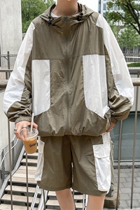 夏季撞色夹克衫防晒服套装 运动风时尚防晒衣男 XZ514-2-1611-P98图片