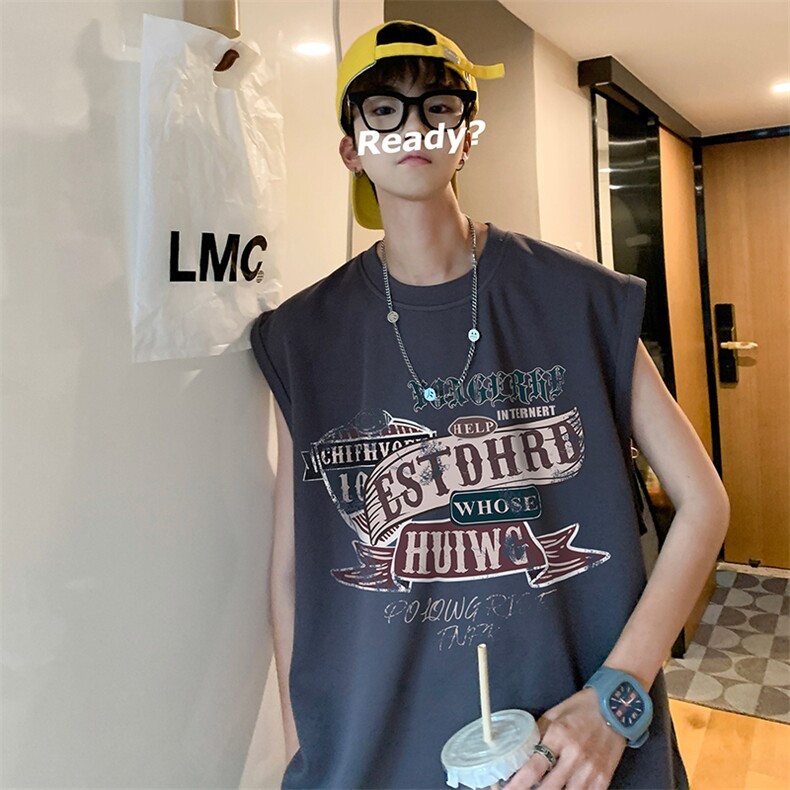 创意字母印花2023夏季港风男装无袖背心/马甲B239-1222-P23,男装背心/马甲,星座514-2(原B239)