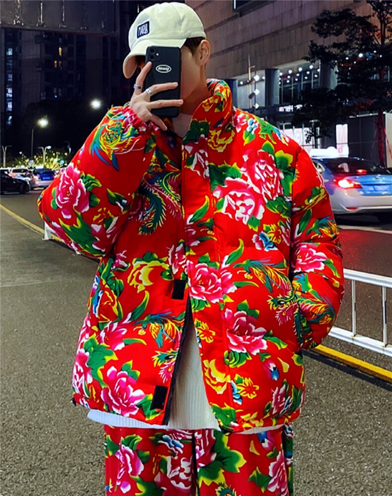 Y99男女休闲花衣服外套冬季保暖防寒面包衣服风大码汉服土潮图片