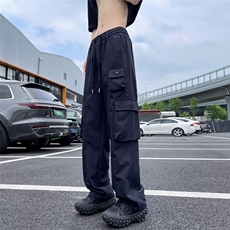 港风夏款男工装裤大口袋直筒宽松休闲长裤h2860P40，男装工装外套，星座1013-1