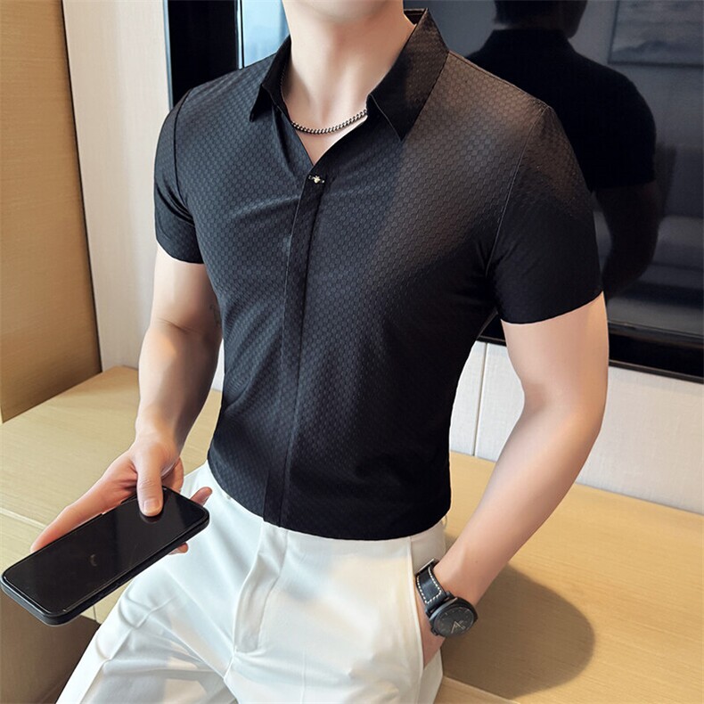 2025夏季新款数据库主推V领衬衣高级感轻奢衬衫768-P78，男装衬衫，电商D342