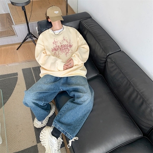 内景春季新款圆领卫衣男潮高街情侣宽松打底衫WY00219/P35加绒P45图片