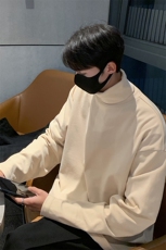 德绒高领打底衫男春秋季新款百搭纯色长袖t恤青少年休闲内搭卫衣，男装卫衣，电商A102-1