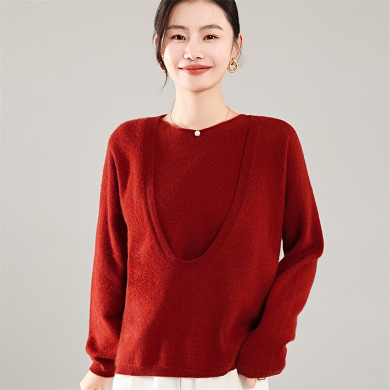 35%羊绒衫秋冬季新款舒适时尚百搭宽松女式羊绒两件套,女装羊绒衫,琳尚羊绒