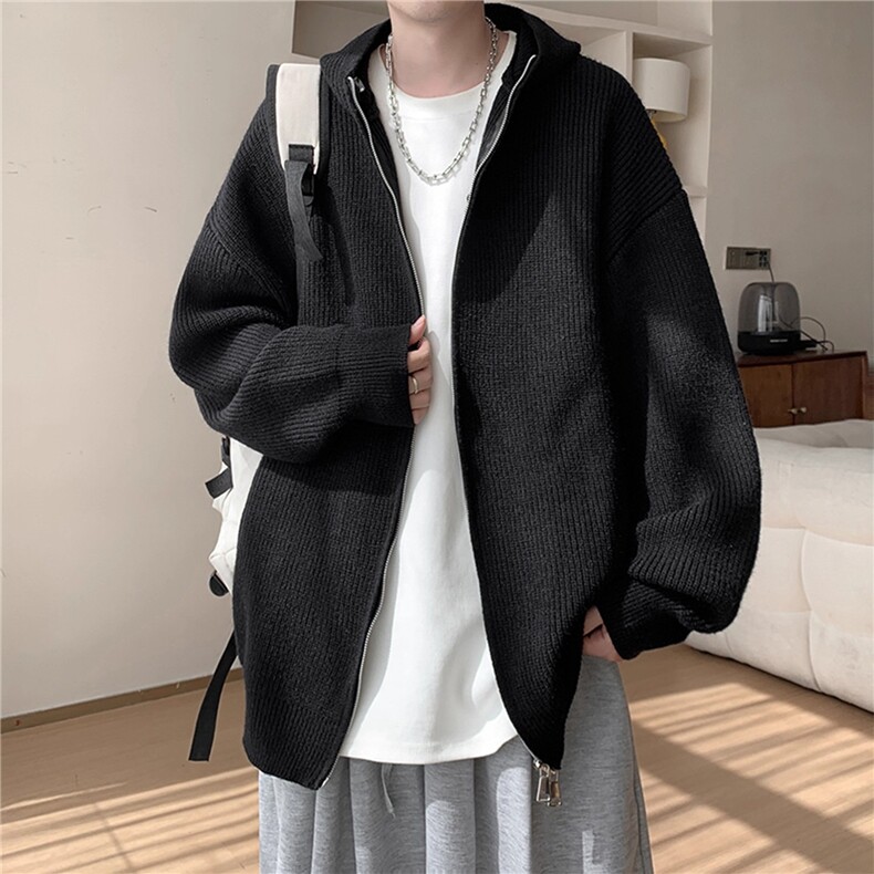 1506/QL1080/P62色连帽开衫毛衣男加厚针织衫青少年复古潮牌宽松,男装针织衫/毛衣,星座1506