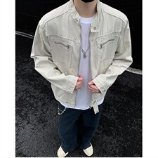 26春装高品质老钱风立领夹克外套男女美式潮牌拉链工装风宽松上衣，男装夹克，电商A486