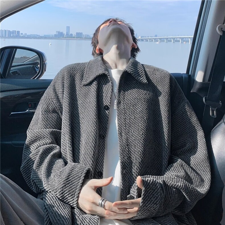 网红毛呢外套男士春秋季港风休闲情侣工装夹克ins潮牌百搭上衣,男装夹克,星座218-1（原230）