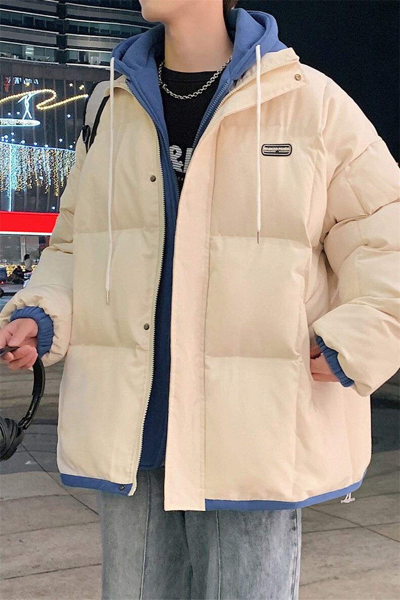 冬季宽松/假两件连帽休闲外套潮加厚棉衣XZ102B-1M6628-P110,男装棉衣,星座102B-1
