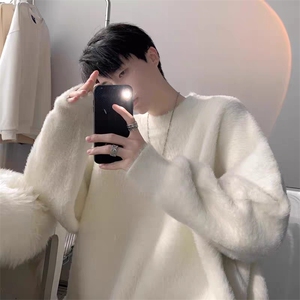 TP26-P26 软糯圆领毛衣男秋冬韩系马海毛针织衫慵懒高级感外套，男装针织衫/毛衣，星座1501