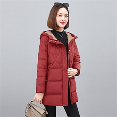 时尚中长款修身显瘦保暖羽绒服女，女装羽绒服，依恋蒂丝