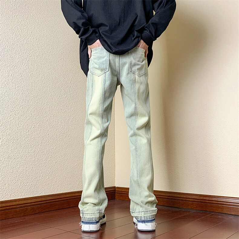 B221美式ins高街小众百搭重工艺修身直筒牛仔裤LK23020-P60控78,男装牛仔裤,电商B221