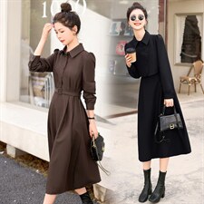 长袖连衣裙女春秋2025春秋新款气质高级感法式马甲衬衫裙子，女装连衣裙，半夏