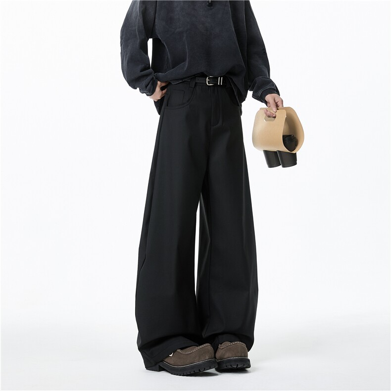 2025春季新款高级垂感宽松休闲弯刀西裤B313-K25672-p65控88，男装西裤，电商B313