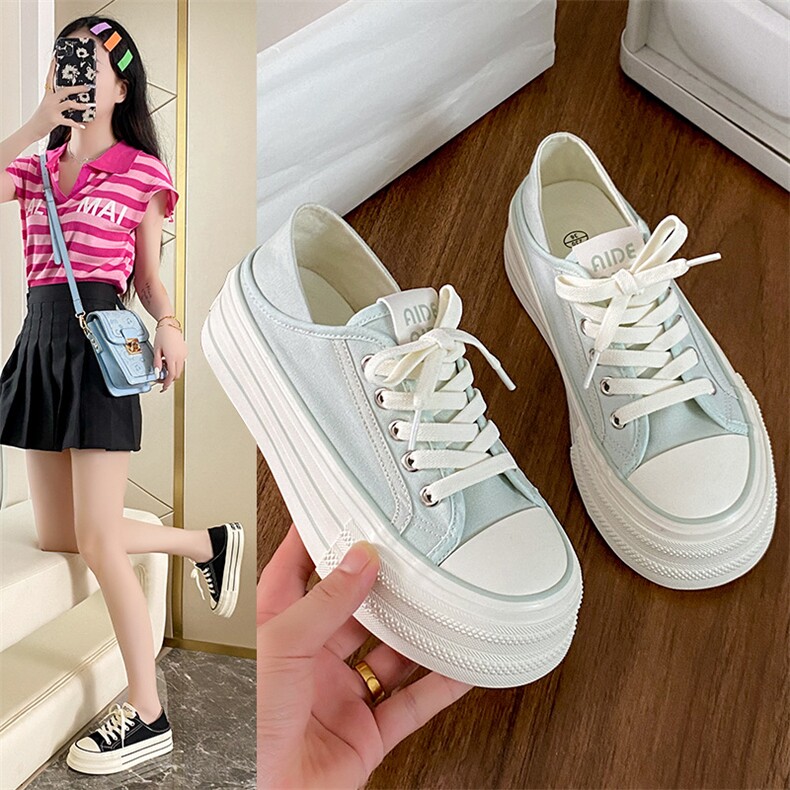 帆布鞋女2024夏季新款学生韩版ins百搭厚底板鞋春秋休闲鞋子，女鞋帆布鞋，星座1407-3