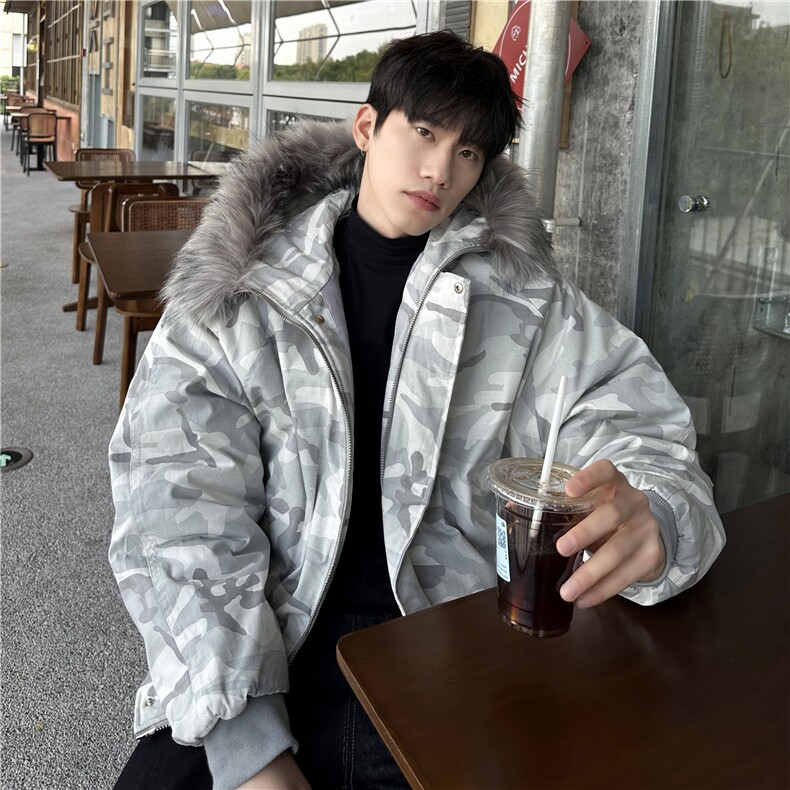 图迷彩加绒加厚棉衣外套男冬季重磅连帽棉服,男装棉衣,电商C307