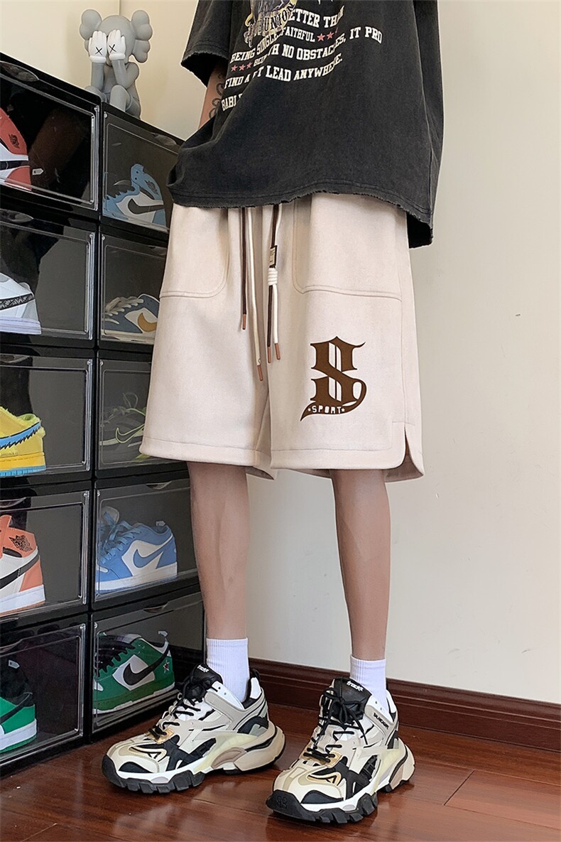 高品质麂皮绒印花短裤潮流宽松休闲五分裤A161-D917-P38,男装休闲裤,电商A161